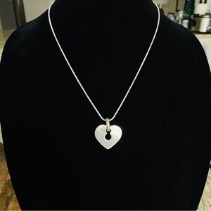 Large Heart Stencil Cut Out Charm Pendant Snake Chain Necklace, Sterling…